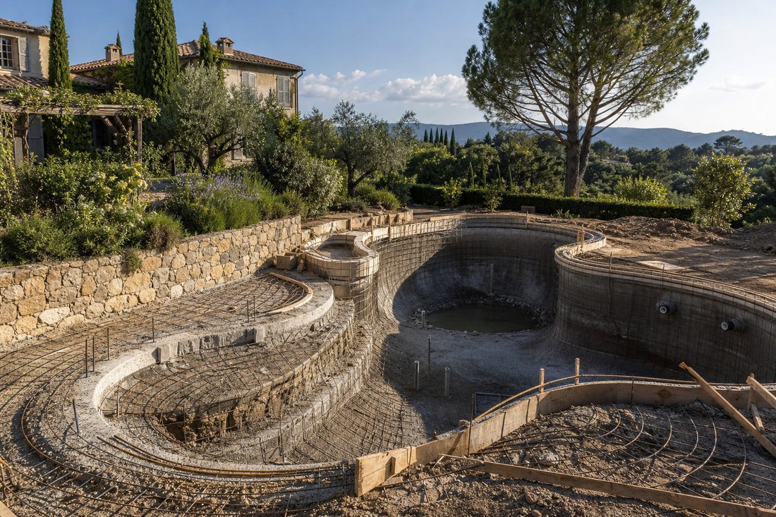 Chantier de construction de piscine à La Seyne-sur-Mer